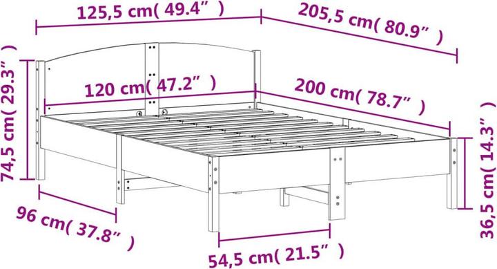 Image du produit vidaXL Bettgestell (120 x 200 cm)