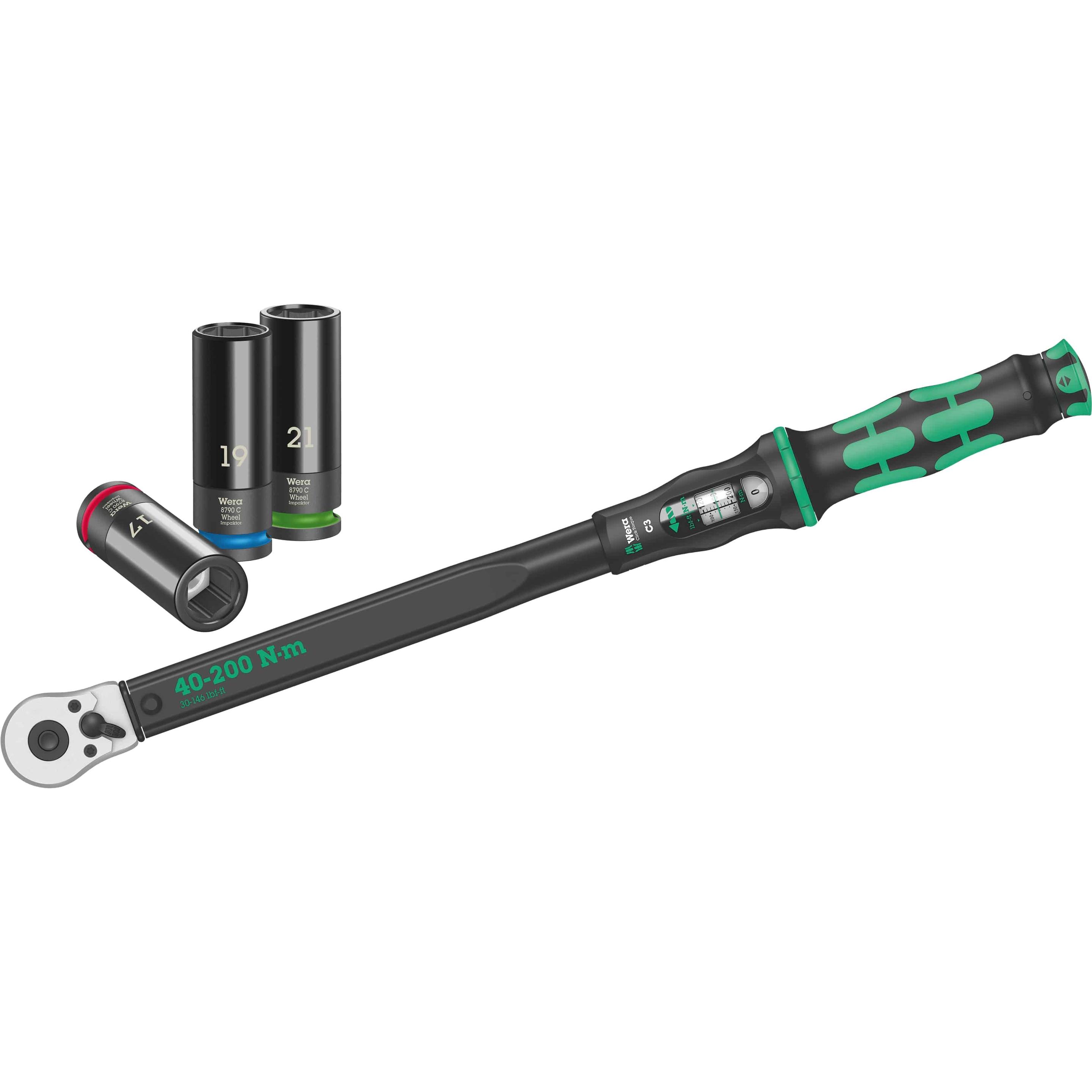 Wera, Drehmomentschlüssel, Drehmomentschlüssel-Set, Click-Torque C 3 + Wheel Impaktor C Set 1