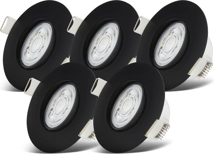 Image du produit B.K.Licht Lampes LED encastrées, set de 5, IP65, noir, 5xPlaque LED/4,9W (480 lm)