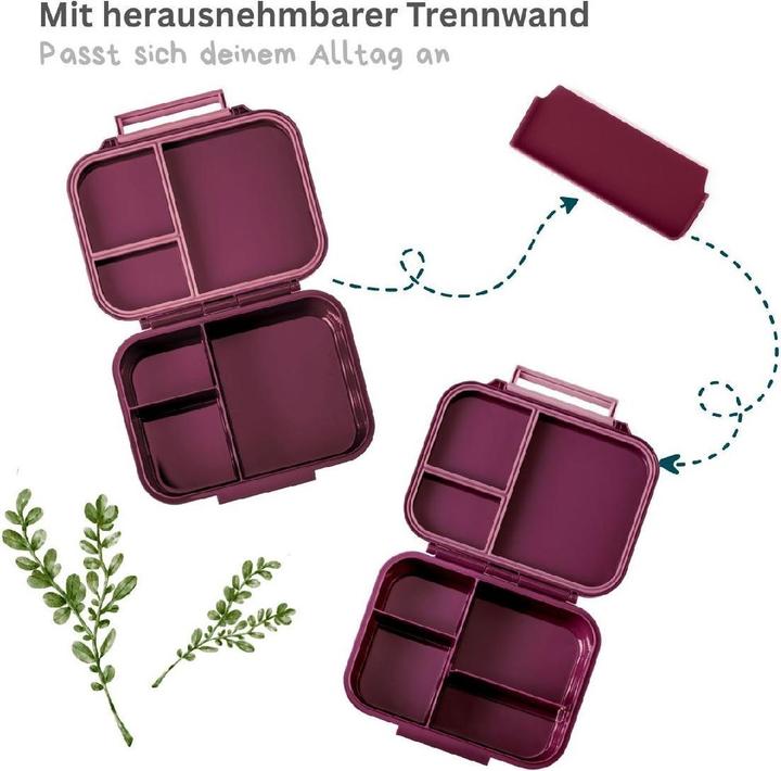 Actual product image Lekkabox Mini Classic Lunchbox mit 3 Fächern & Trenner, plum