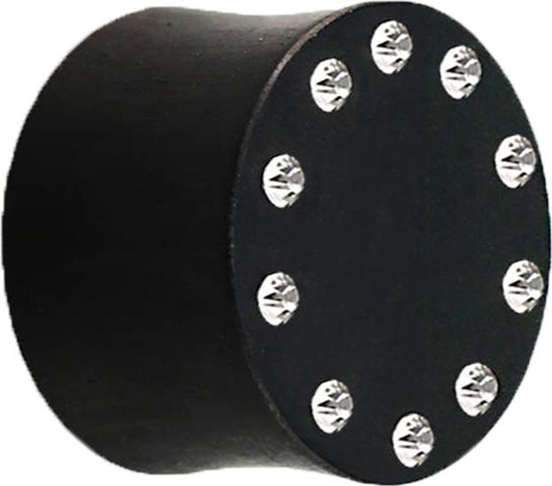 Produktbild Star Piercing Flared Plug aus Areng Holz mit Kristallen (ohne Messing, Organisch)