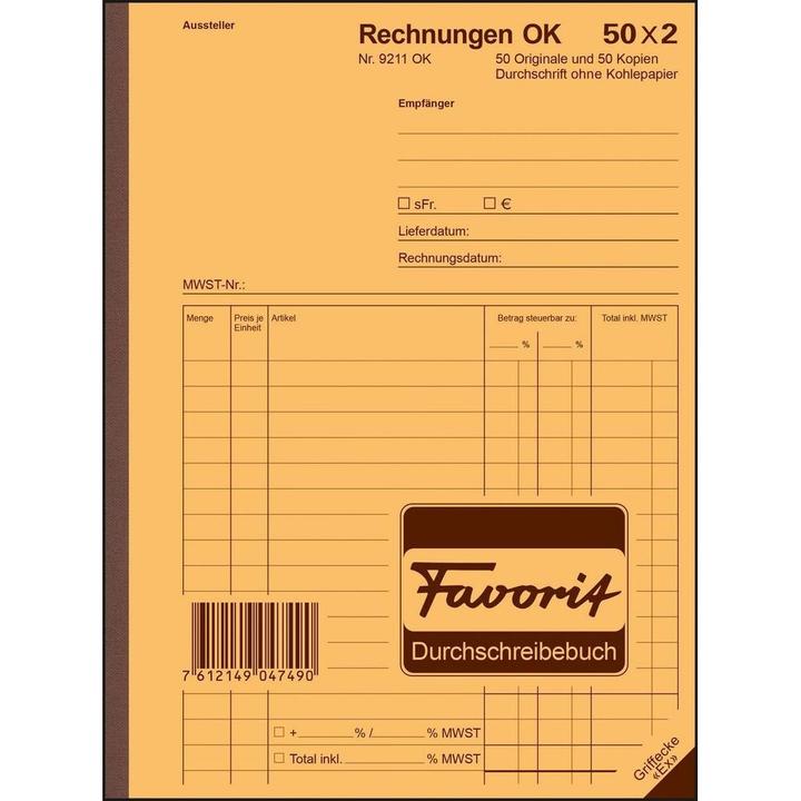 Produktbild Favorit Durchschreibebuch Rechnungen mit Selbstdurchschreibepapier (100 x)