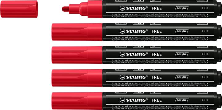 Actual product image STABILO Acrylic marker - FREE Acrylic - T300 bullet tip 2-3mm - single pen - carmine (Crimson, 3 mm, 1 x)