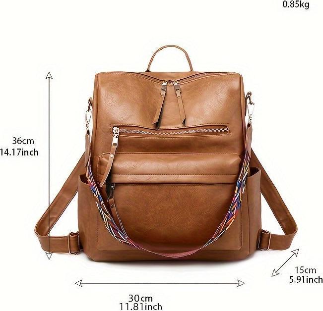Immagine prodotto Only-Bags.Store Borsa zaino retrò, borsa a tracolla a due vie con tracolla Boho, zaino scuola in pelle vegana