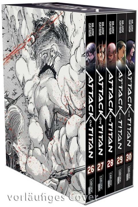 Produktbild Attack on Titan, Bände 26-30 im Sammelschuber mit Extra (Deutsch, Hajime Isayama, 2020)