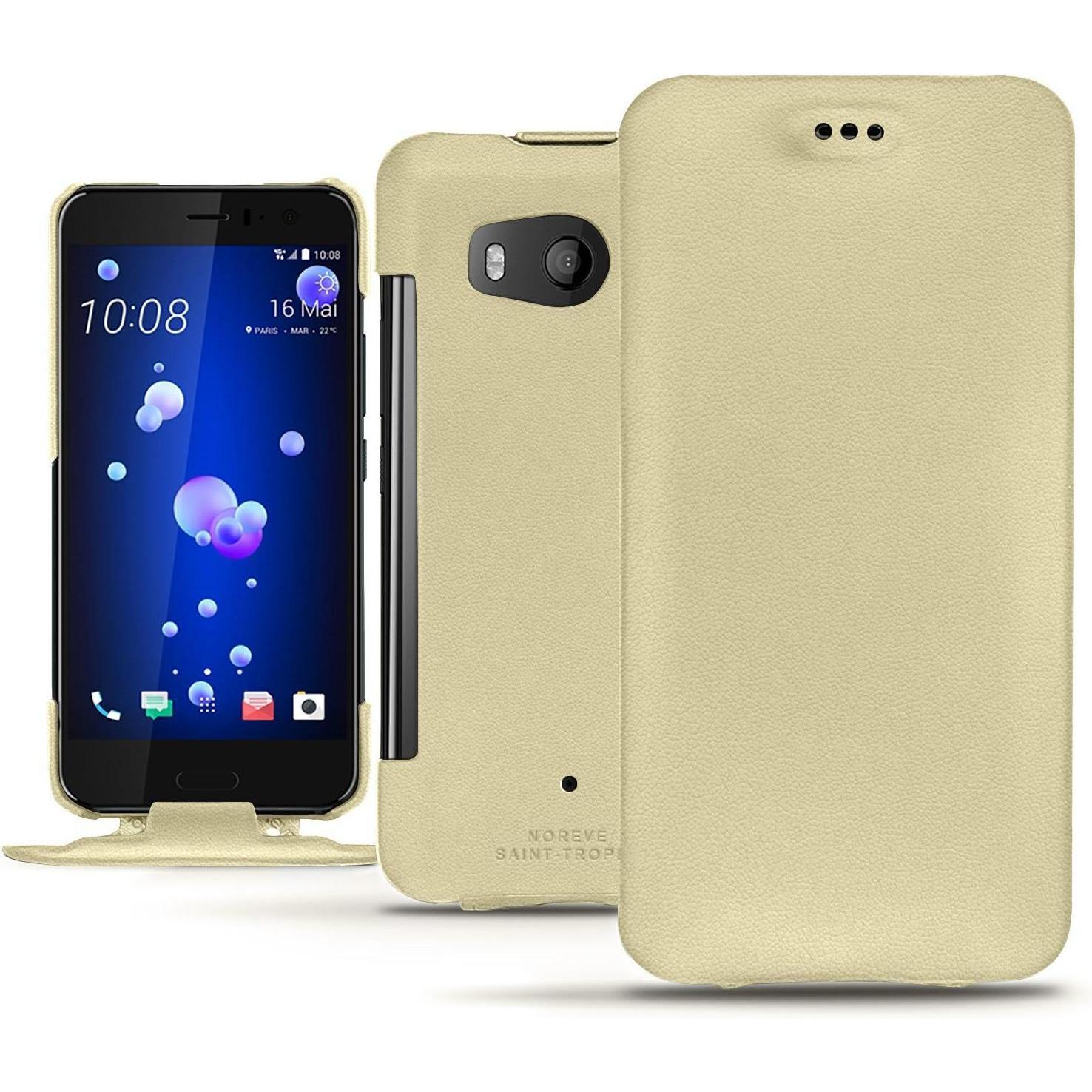 Noreve Lederschutzhülle vertikal (HTC U11), Smartphone Hülle, Beige