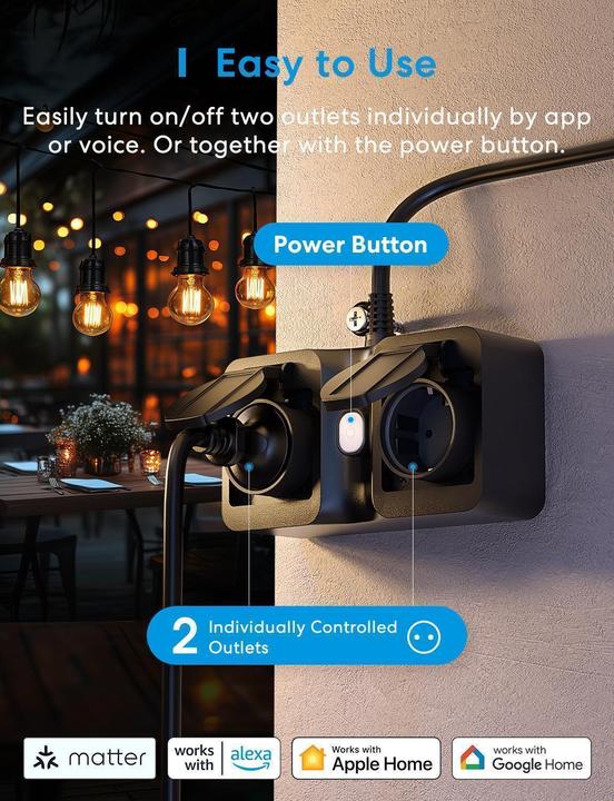 Image du produit Meross MOP320MA-EU WiFi smart power strip, outdoor, IP44 (Matter)