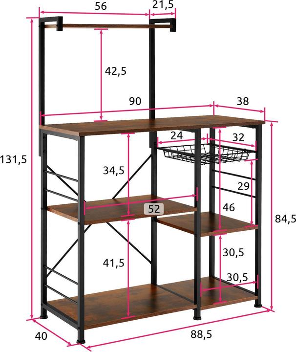 Immagine prodotto tectake Crawley (90 x 40 x 131.50 cm)