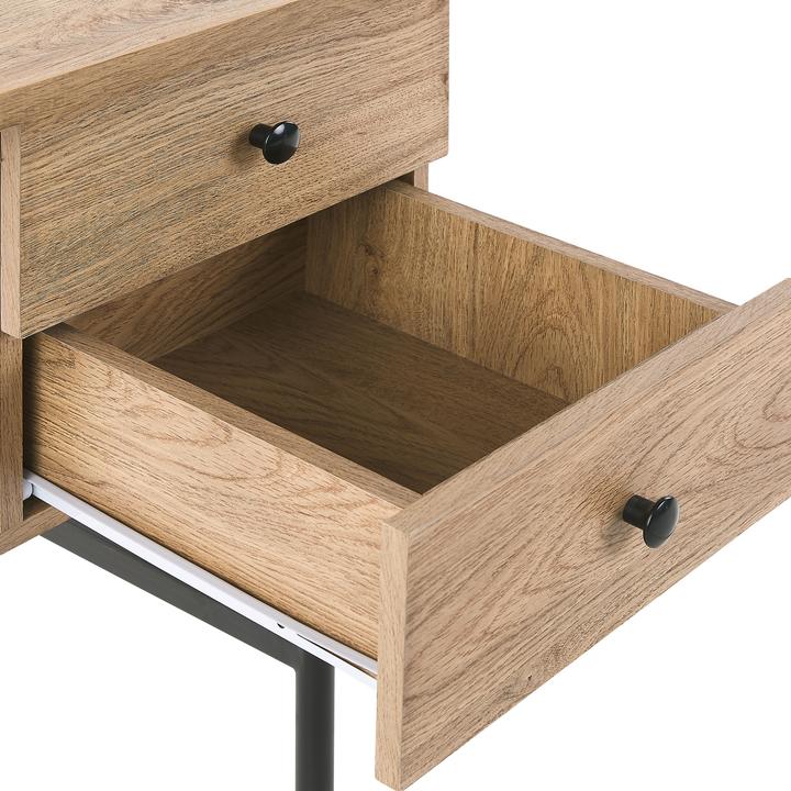 Produktbild Beliani Schreibtisch schwarz / heller Holzfarbton 120 x 60 cm 2 Schubladen ABILEN (120 x 60 x 77 cm)