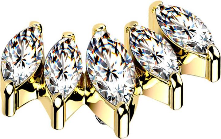Image du produit Star Piercing Dermal Anchor éventail plaqué or avec cinq cristaux d'argent (sans laiton, Titane)