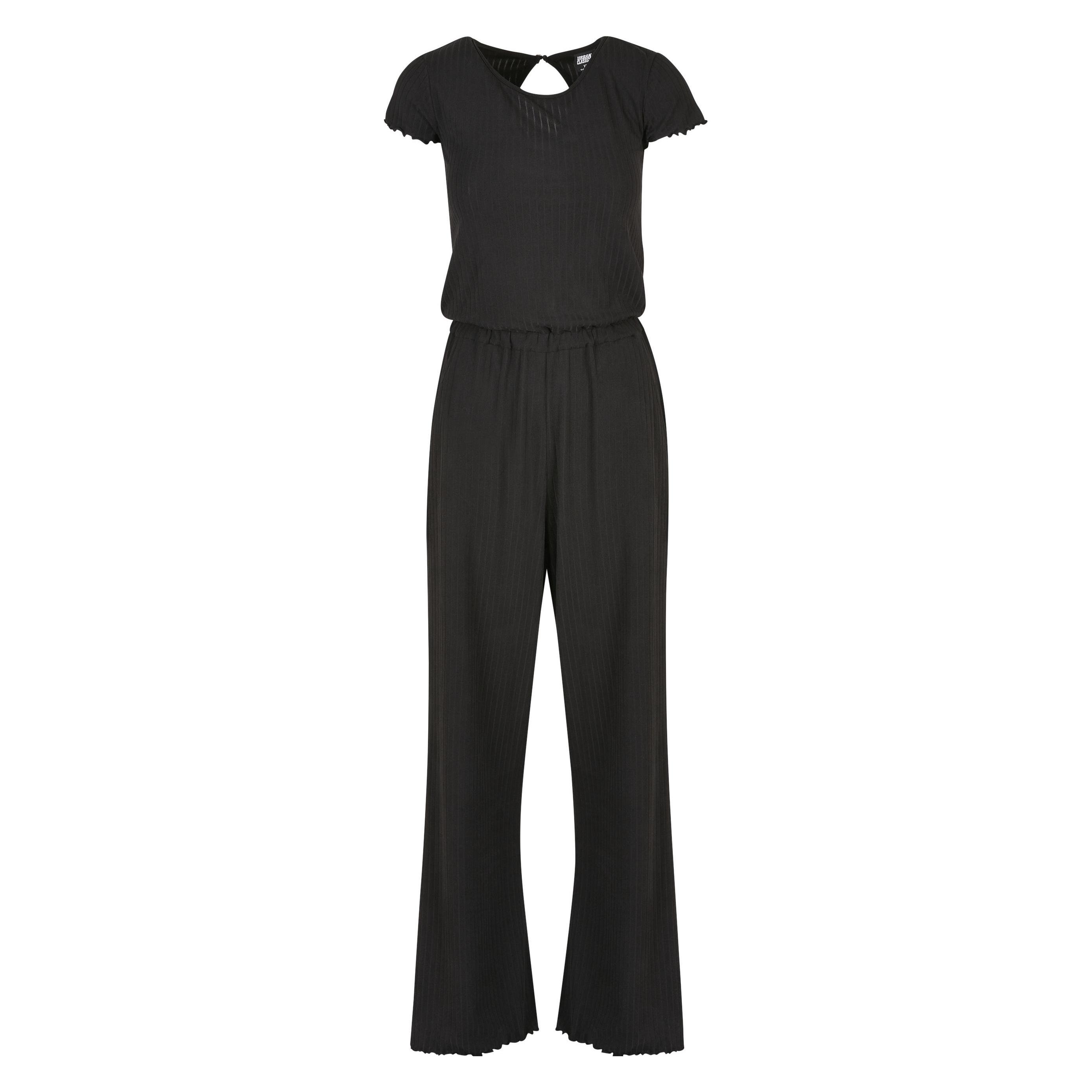 Urban Classics, Damen, Jumpsuits, Ladies Rib Wid Leg Jumpsuit - 17954, Schwarz, (Xxl)