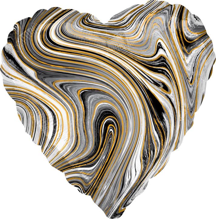 Actual product image Amscan Foil Balloon Heart Marble black, white, gold (5 x)