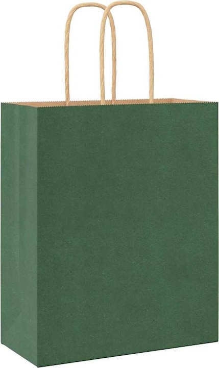 Produktbild VidaXL Kraftpapiertüten 250 Stk. mit Henkel Grün 18x8x22 cm Papiertüte (Geschenktüte, 250 x)