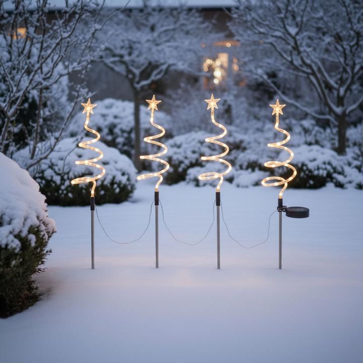 Actual product image Hermex 4er-Set LED Solar-Spiralbaum Lichterkette Weihnachtsdeko Solarleuchte (1.50 m)