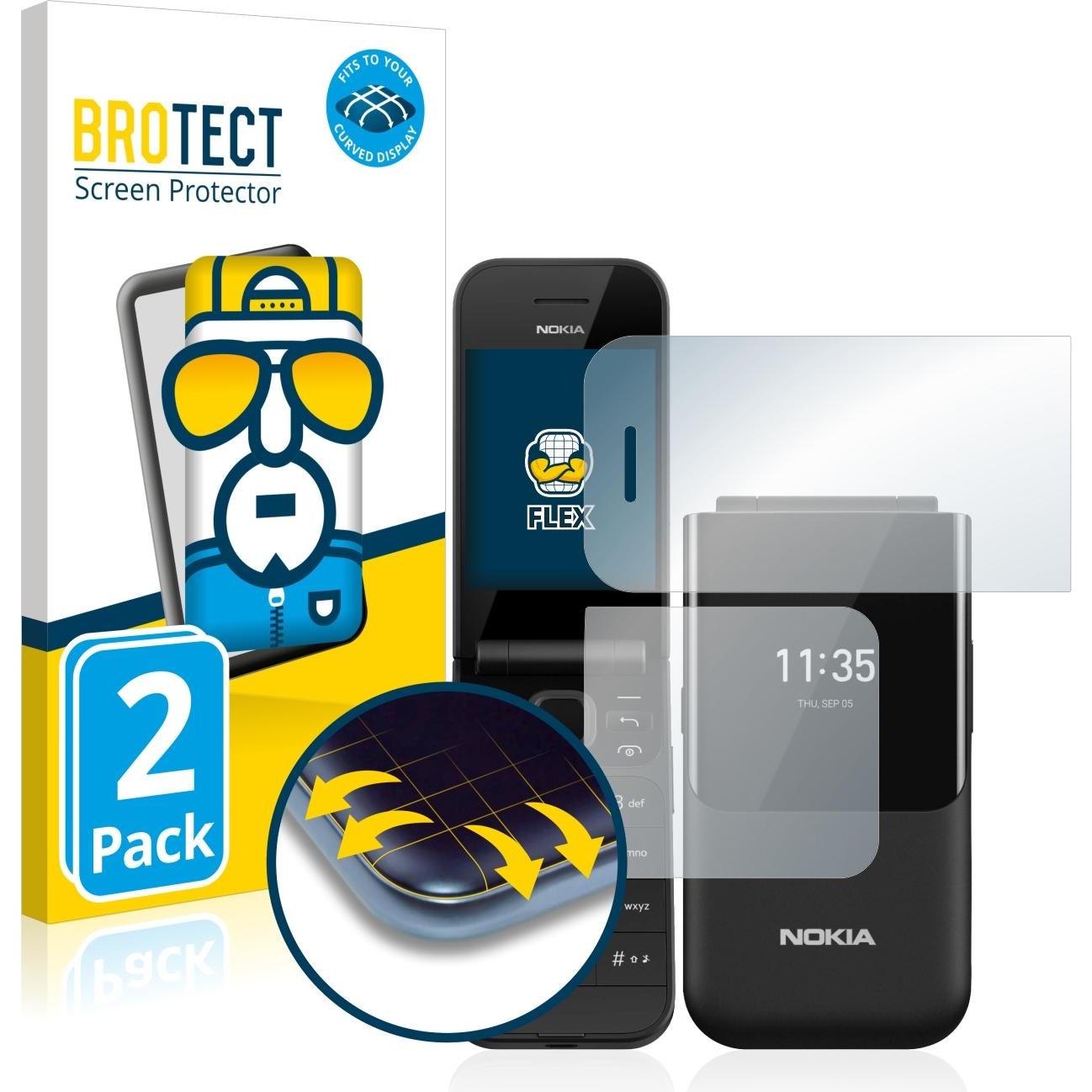 BROTECT Full-Cover Displayschutz (2 Stück, Nokia 2720 Flip), Smartphone Schutzfolie, Transparent