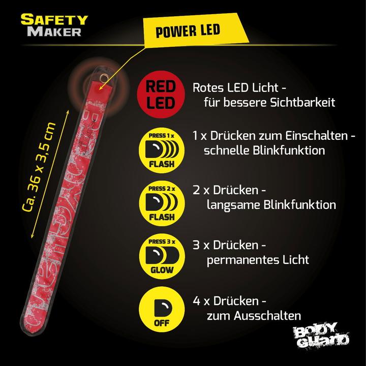 Produktbild SafetyMaker LED Klackband rot