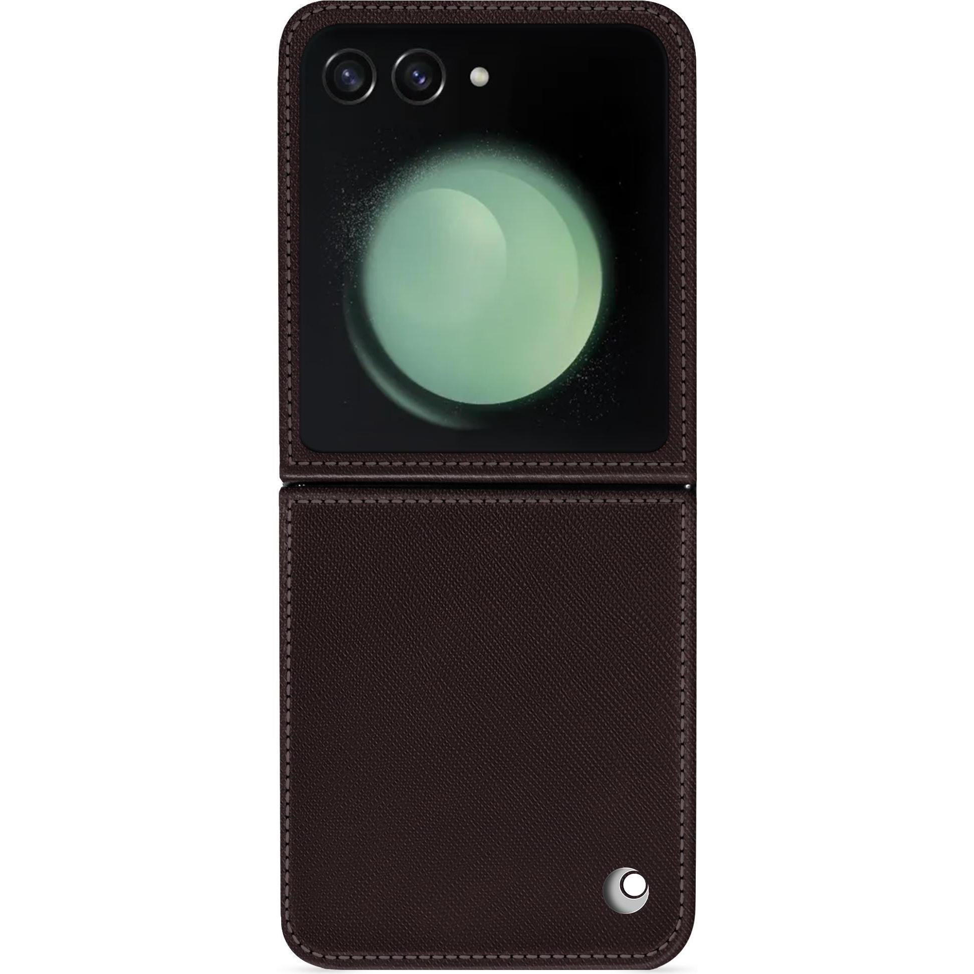 Noreve Lederschutzhülle Samsung Galaxy Z Flip5 (Samsung Galaxy Z Flip5), Smartphone Hülle, Braun