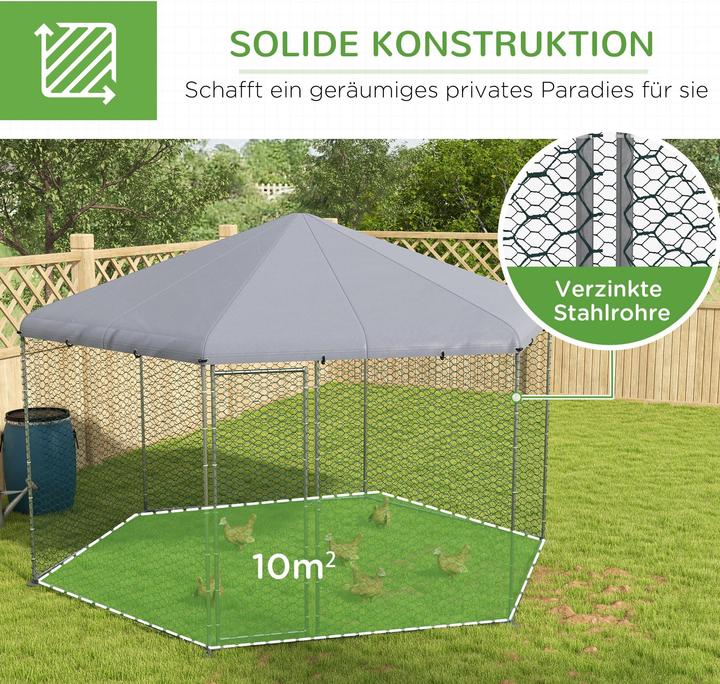 Immagine prodotto PawHut Hühnerstall Stahl, Polyester Silber