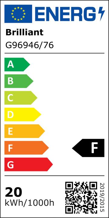 Energy Label Brilliant Allie LED 24W front CCT -RC-DIM-BACKL RGB-NIGHTLIG Deckenaufbau-Paneel 40x40cm (2400 lm)