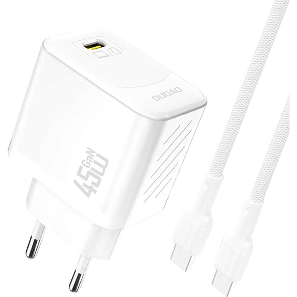 Dudao Bianco A28ceu 45W Gan Charger + Usb-C White (45 W, 1 Porzione), Caricatore Usb,