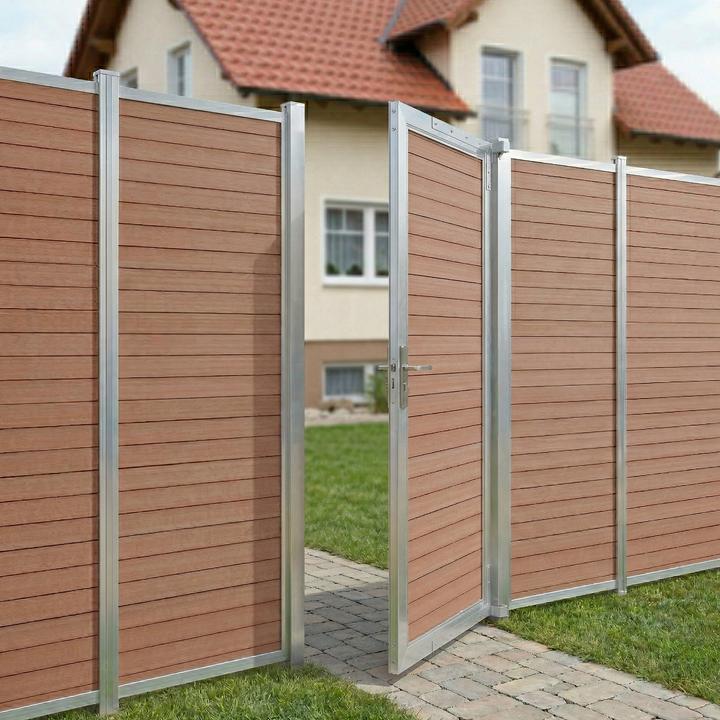 Produktbild neu.holz Gartentor Segovia 180x90 cm WPC Holzoptik Braun