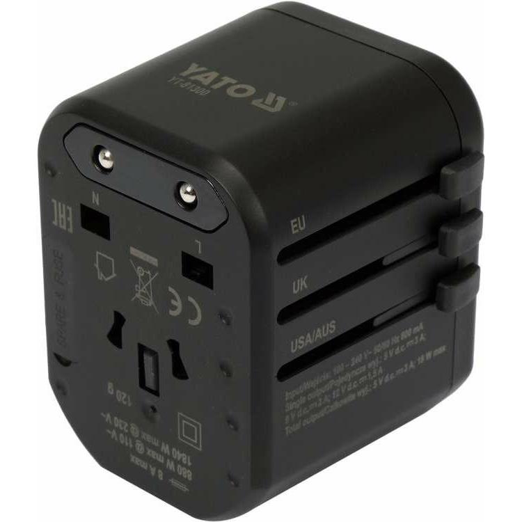 Yato, Reiseadapter, Adapter Podróżny Uniwersalny USB / USB-C 18w
