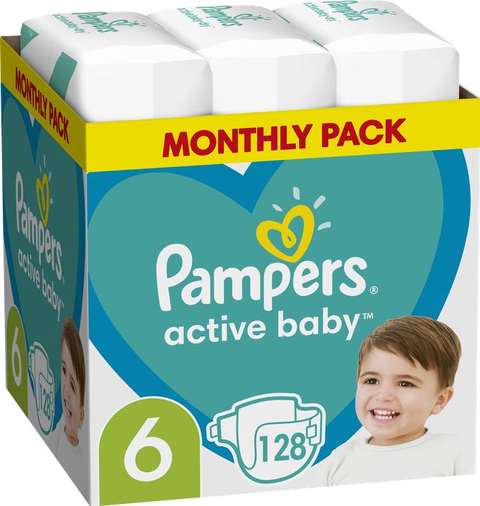 Produktbild Pampers Active Baby (Gr. 6, Monatsbox, 128 Stück)