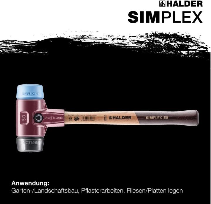Image du produit Halder Marteau SIMPLEX longueur 490 mm tête Ø 80 mm bois tendre/moyennement dur TPE-soft bleu/caoutchouc (2840 g)