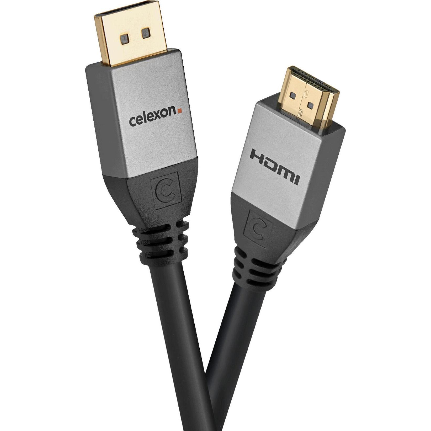 Celexon DisplayPort auf HDMI Kabel 4K 2,0m - Professional Line (2 m, DisplayPort), Video Kabel