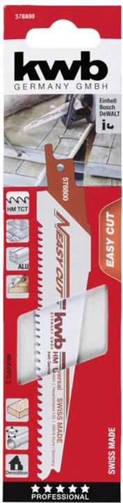 Produktbild kwb Säbelsägeblatt mit Easy-Cut Schaft, verwendbar für alle Bau-Materialien