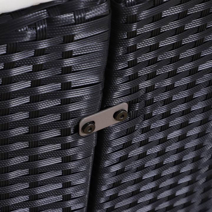 Actual product image Outsunny Gartenmöbel-Set PE-Rattan, Metall, Polyester(100% Polyester), Schaumstoff Schwarz+Creme