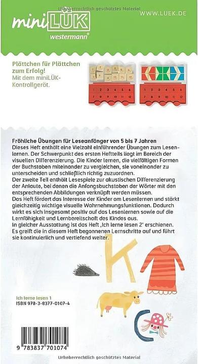 Produktbild miniLÜK-Übungsheft. Ich lerne lesen 1 (Deutsch, Michael Junga, 1996)