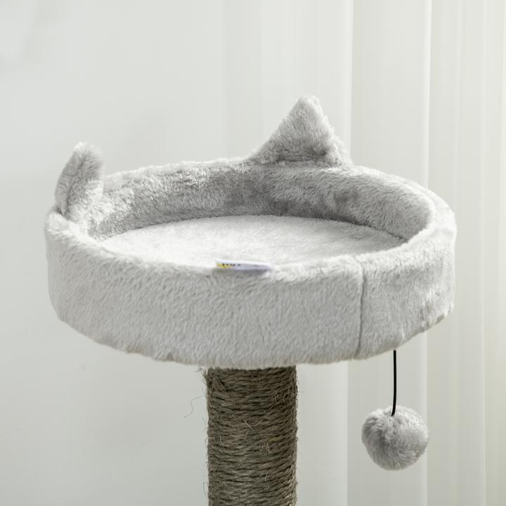 Produktbild PawHut Kratzbaum mit Katzenhöhle (113 cm, Grau, Hellgrau)