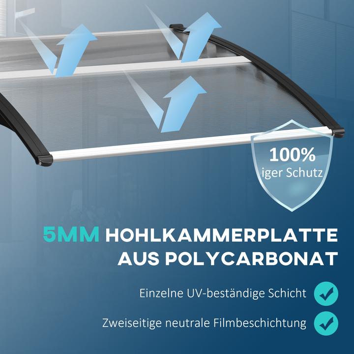 Actual product image Outsunny Pultvordach Polycarbonate, Aluminium Transparent+Schwarz