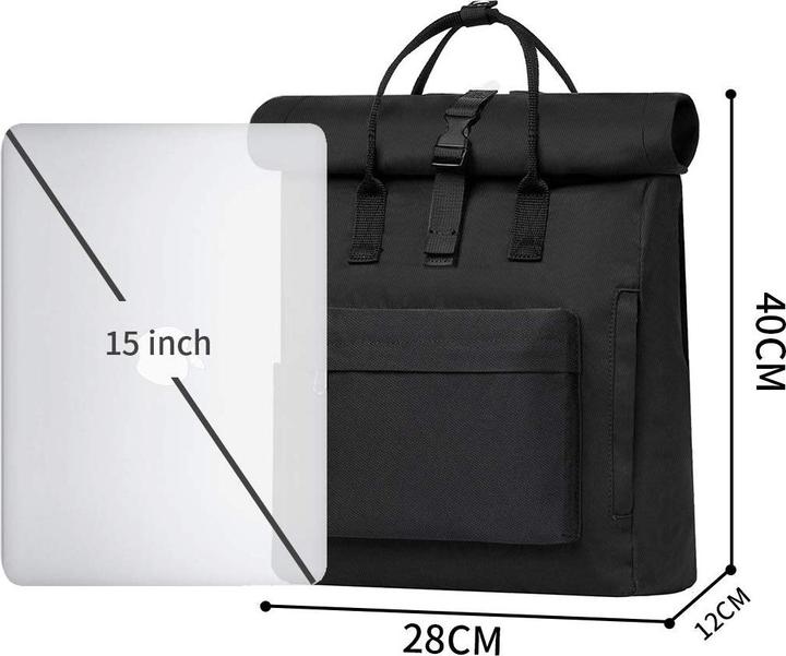 Actual product image Only-Bags.Store Backpack daypack with laptop compartment, Modern roll top backpack daypack, Waterproof school