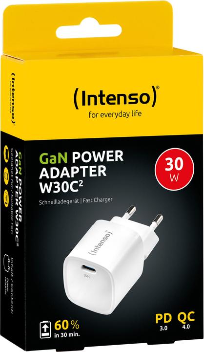 Image du produit Intenso Adaptateur d'alimentation W30C² GaN Blanc 1x USB-C 30W (30 W, 1 portion)