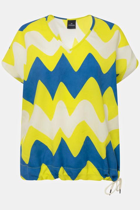 Immagine prodotto Laurasøn Bluse, oversized, Zackenmuster, V-Ausschnitt, Halbarm (M)