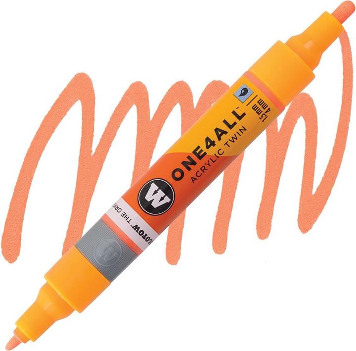 Produktbild Molotow Marqueur pour Maquettes - One4All Twin - Acrylique Orange Fluo Phospho. - 1,5/4mm - -218 - 15 cm (Orange, 4 mm, 1 x)