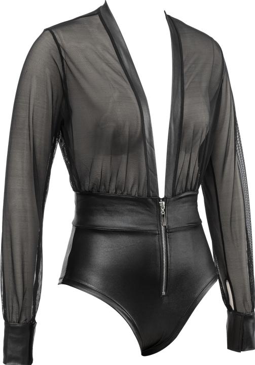 Actual product image Amorable by Rimba Sexy Wetlook-Body mit Reissverschluss – Schwarz, Silber (M, S)