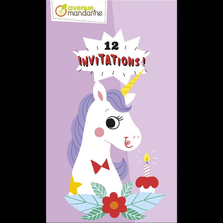 Image du produit Avenue Mandarine Carte d'invitation Licorne 17 x 10 cm (12 pcs)