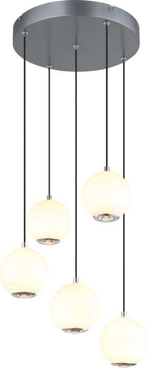 Produktbild Globo Simmons LED Hängeleuchte 40W CCT Grau Matt, Metall Memoryfunktion Ø12cm 16062-5H (4400 lm)