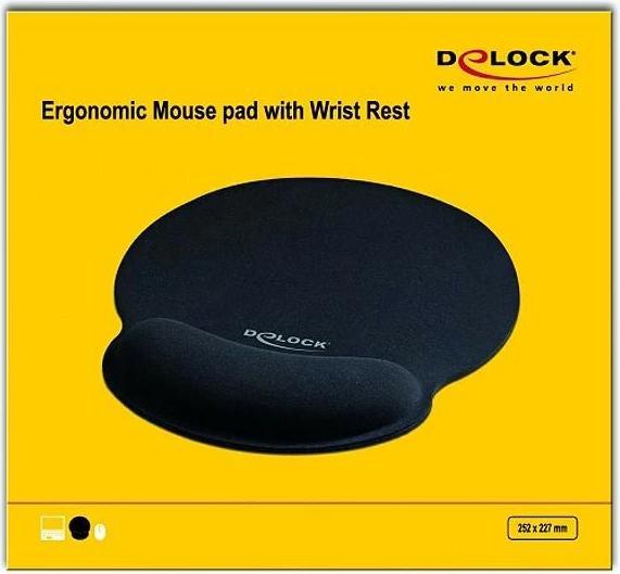 Image du produit Delock Tapis de souris avec repose-poignets rond noir (S)