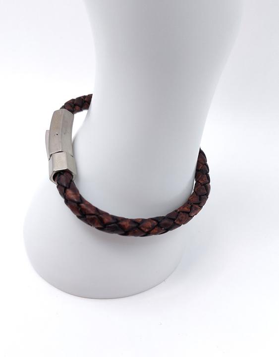 Immagine prodotto Thomss Bracciale in pelle No.23 unisex in pelle marrone e chiusura in acciaio inossidabile circonferenza (19.70 cm, Acciaio inossidabile, 100% pelle)