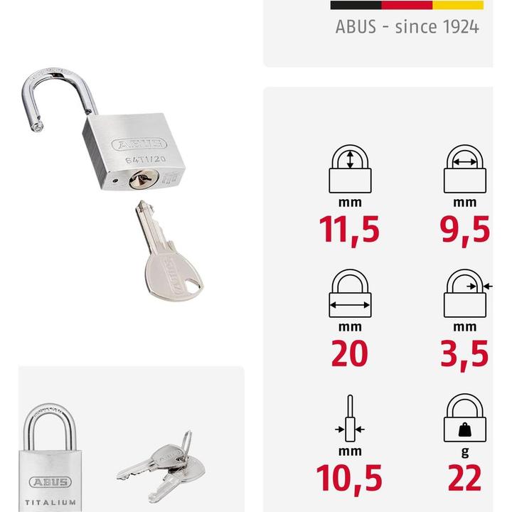 Actual product image Abus Padlock 64TI / 20 GL