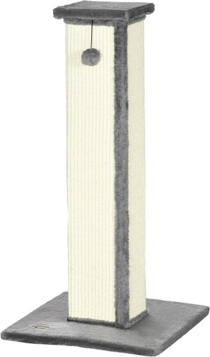 Immagine prodotto PawHut Tiragraffi quadrato con palla da gioco (81 cm, Bianco crema, Grigio)