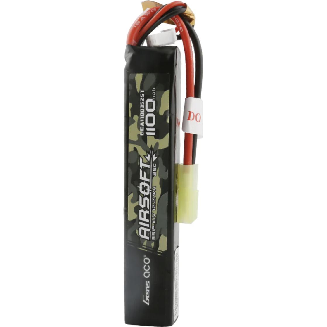 Gens Ace 25C 1100mAh 3S1P 11.1V Airsoft Gun Lipo Battery with mini Tamiya Plug (11.10 V, 1100 mAh)