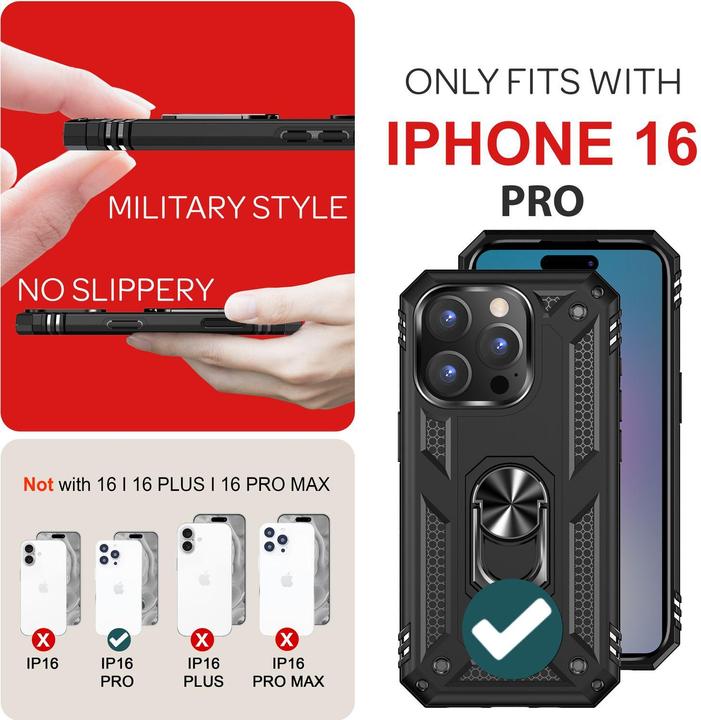 Actual product image Nalia Shockproof Military Style Ring Cover (Apple iPhone 16 Pro)