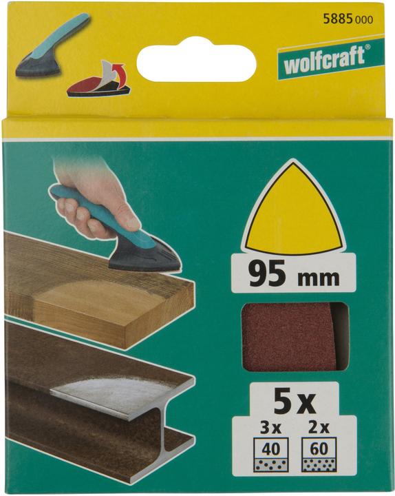 Produktbild wolfcraft 1 Haft-Schleifbl.-Set 5-tlg Korund, 95mm (40, 60)