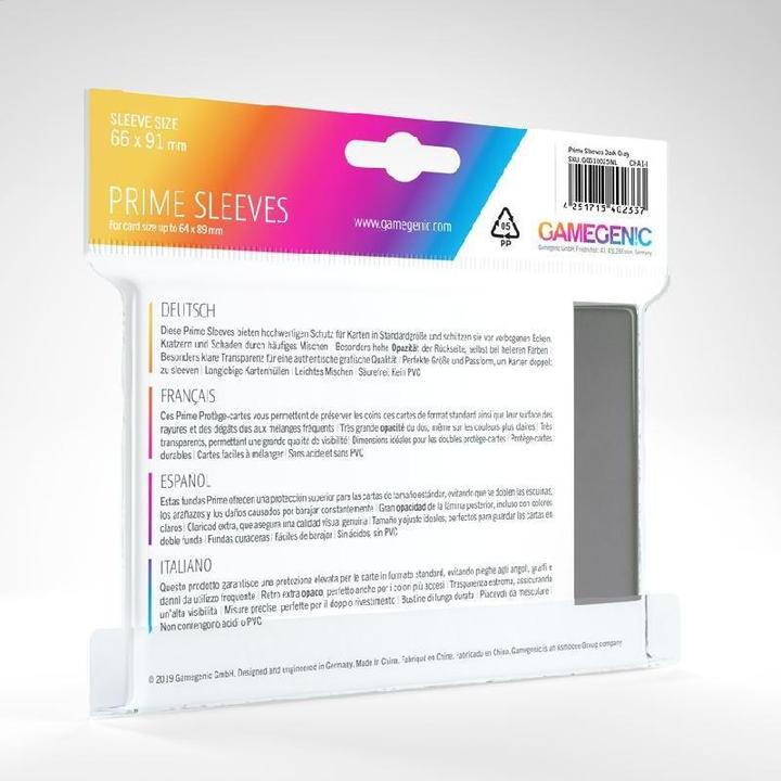 Actual product image Gamegenic GGS10025 - Prime Sleeves, gray (100 Sleeves)