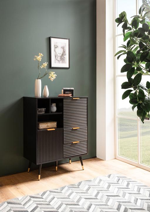 Actual product image FineBuy Sideboard Chest of drawers Black oak decor Sideboard Floor cabinet with shelf
